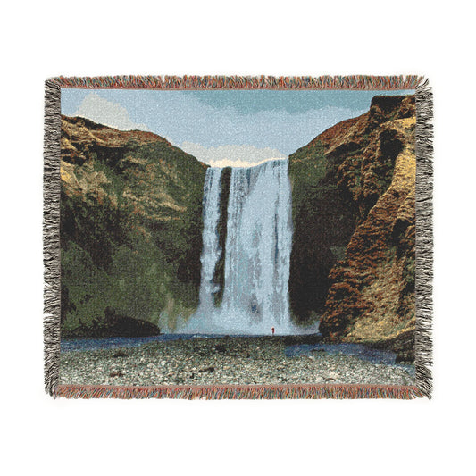 Skögafoss, Shadow of the Jötnar Woven Blanket — Iceland Golden Circle Scenic Throw