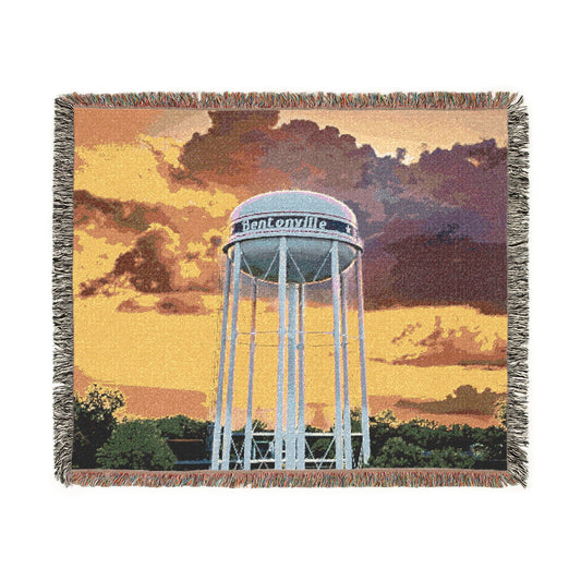 Bentonville Sunset on Tap Woven Blanket — Arkansas City Landmark Throw