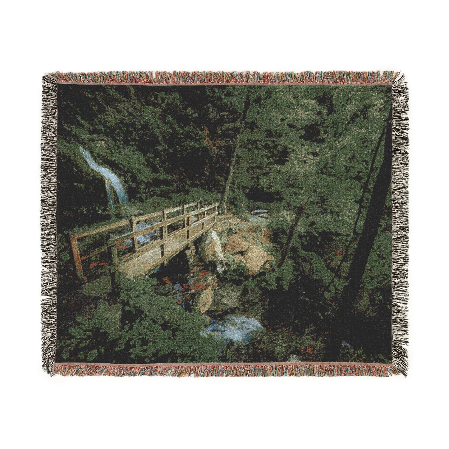 Bridge Over the Twins Woven Blanket — Devil's Den Waterfall Throw