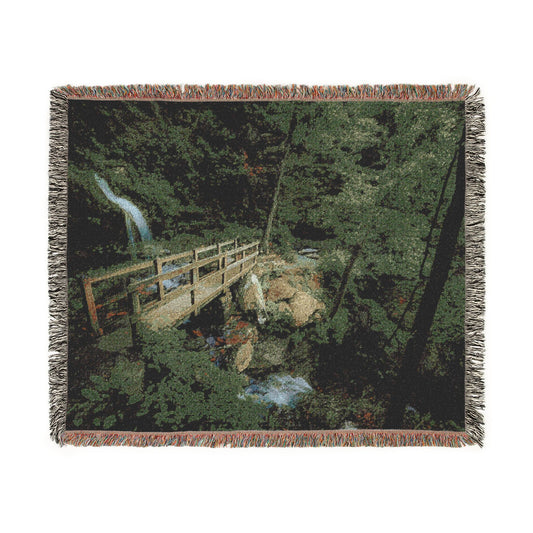 Bridge Over the Twins Woven Blanket — Devil's Den Waterfall Throw
