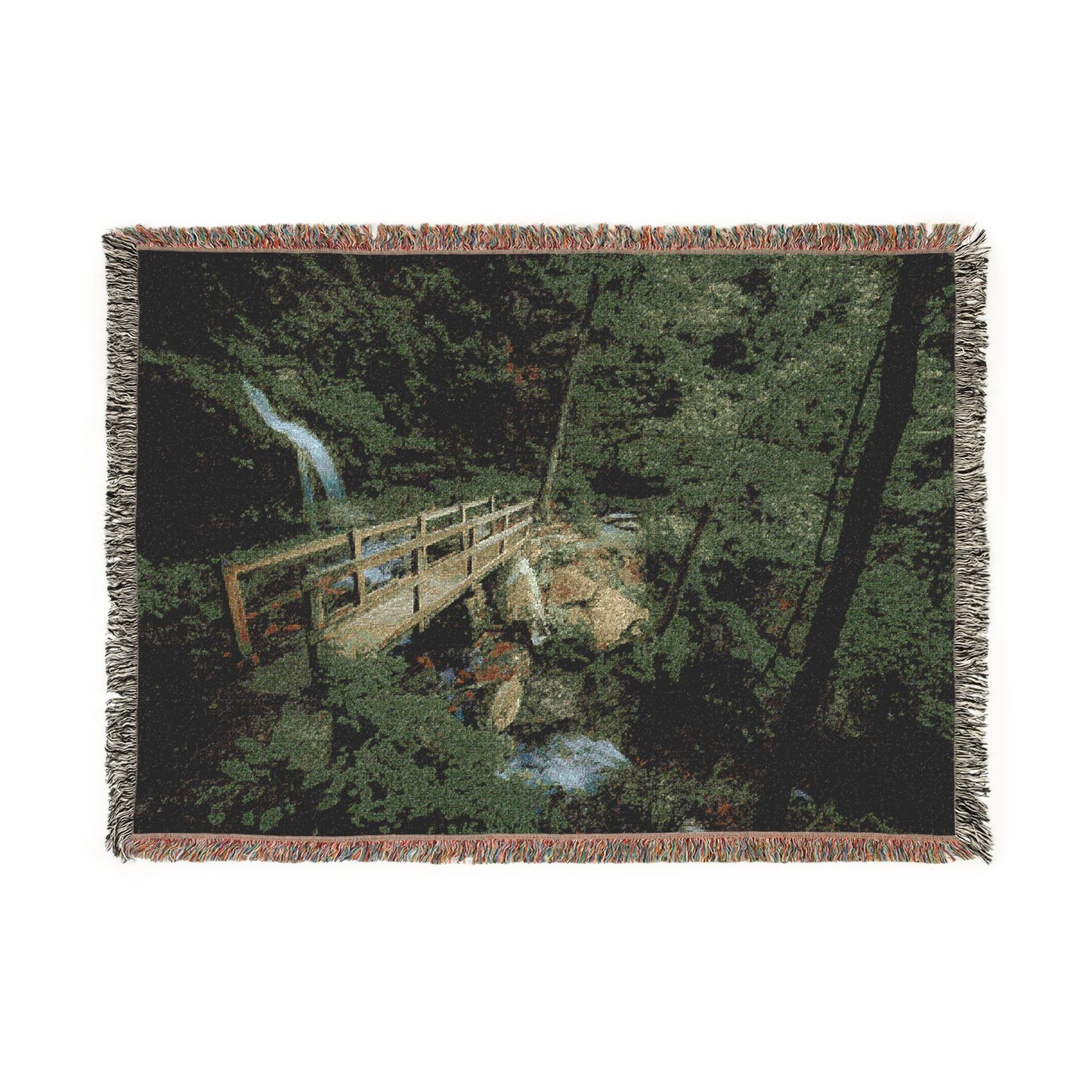 Bridge Over the Twins Woven Blanket — Devil's Den Waterfall Throw