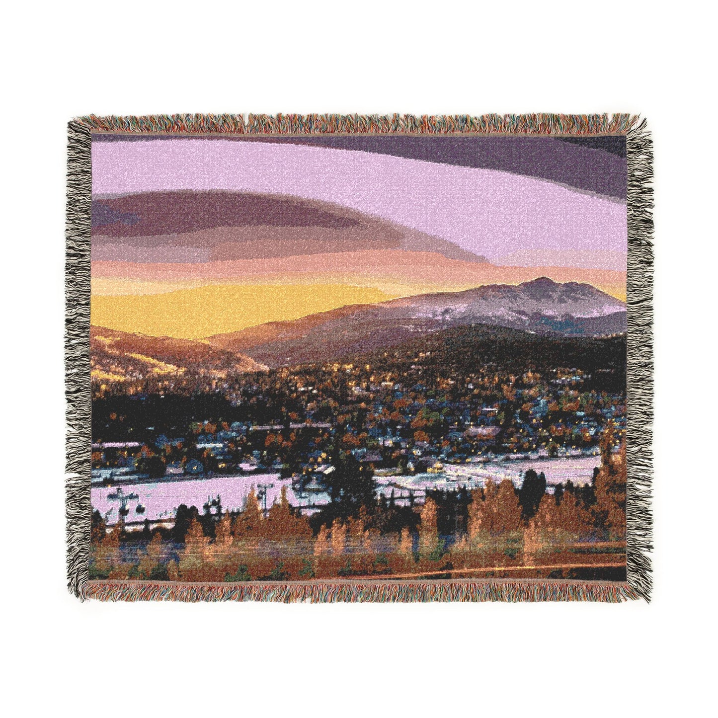 Baldy Awakens Breckenridge Woven Blanket - Mountain Town Sunrise Throw