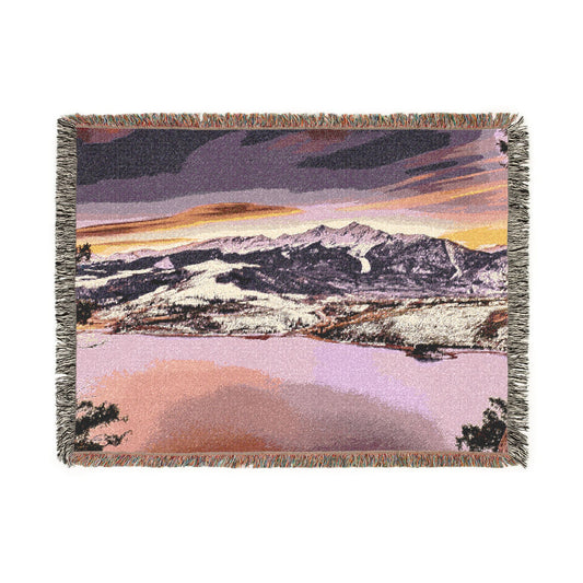 Ten Miles of Alpenglow Woven Blanket — Summit County Colorado Landscape Throw