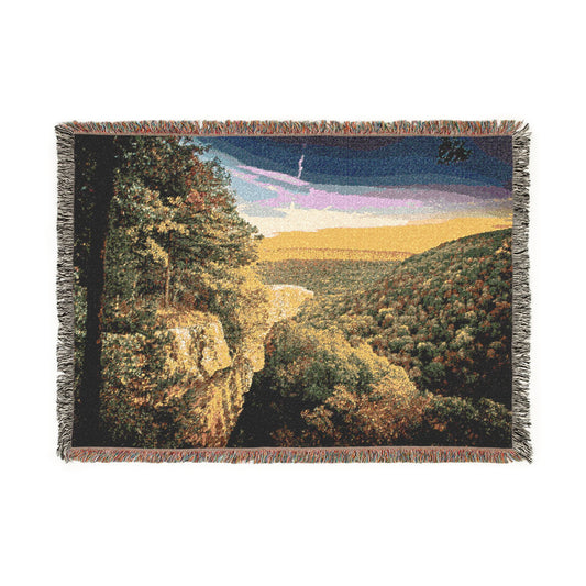 Hawksbill Crag Sunset Woven Blanket — Arkansas Whitaker Point Landscape Throw