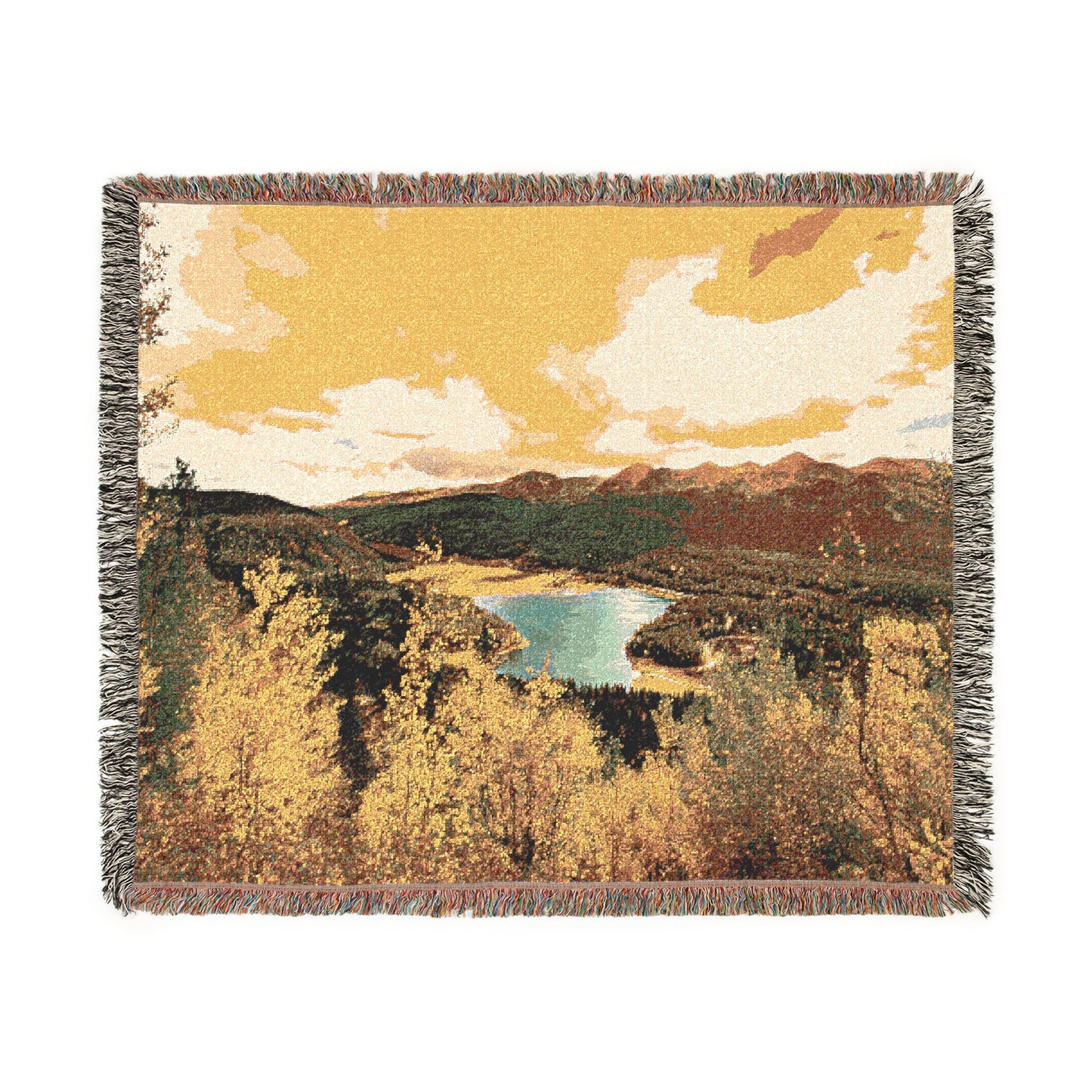 Alpine Autumn Radiance Woven Blanket — Colorado Mountain Fall Scenic Throw