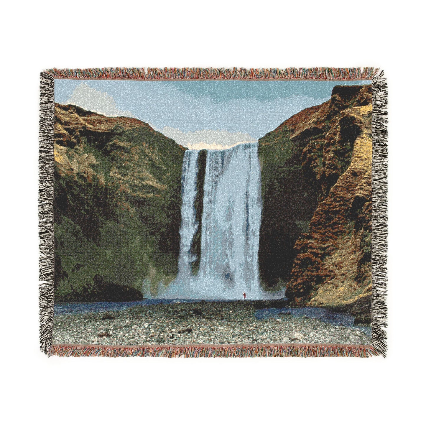 Skögafoss, Shadow of the Jötnar Woven Blanket — Iceland Golden Circle Scenic Throw