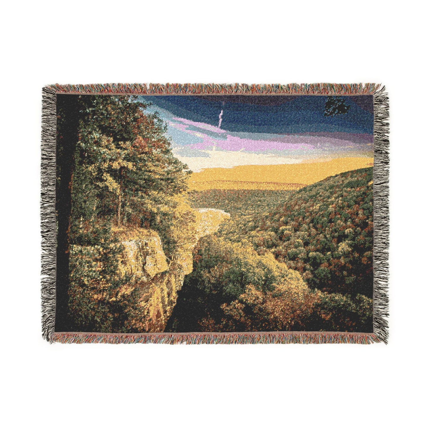 Hawksbill Crag Sunset Woven Blanket — Arkansas Whitaker Point Landscape Throw