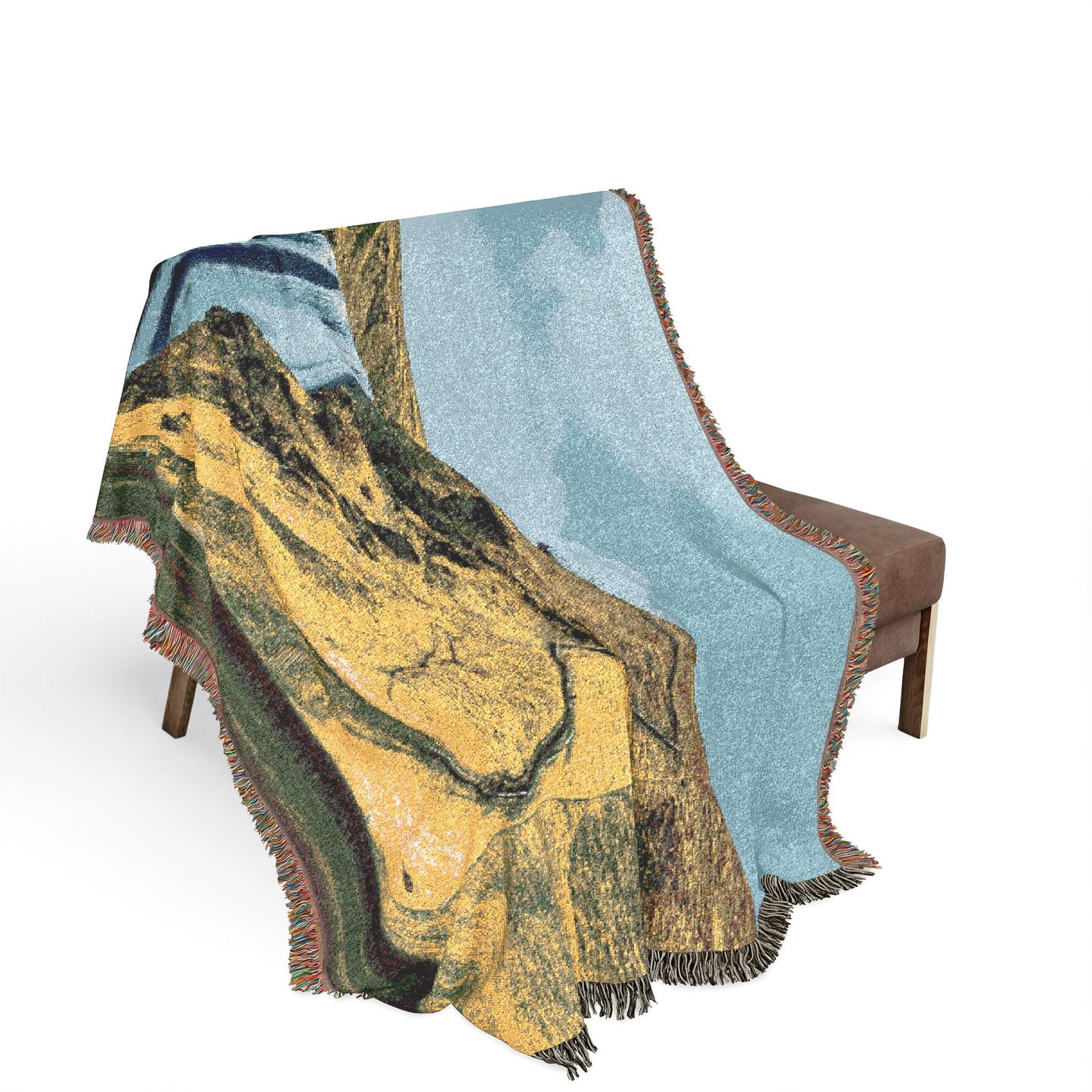 Skögafoss from Afar Woven Blanket — Iceland Waterfall Scenic Throw