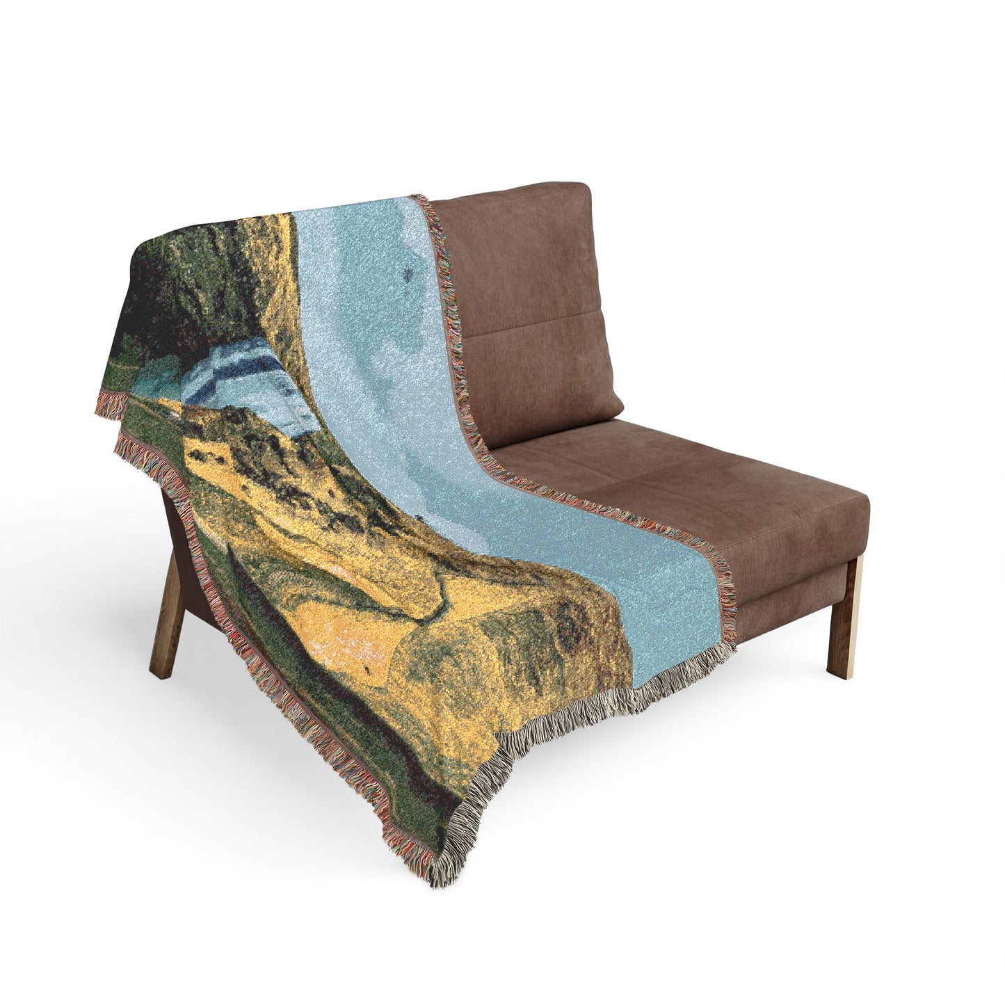 Skögafoss from Afar Woven Blanket — Iceland Waterfall Scenic Throw