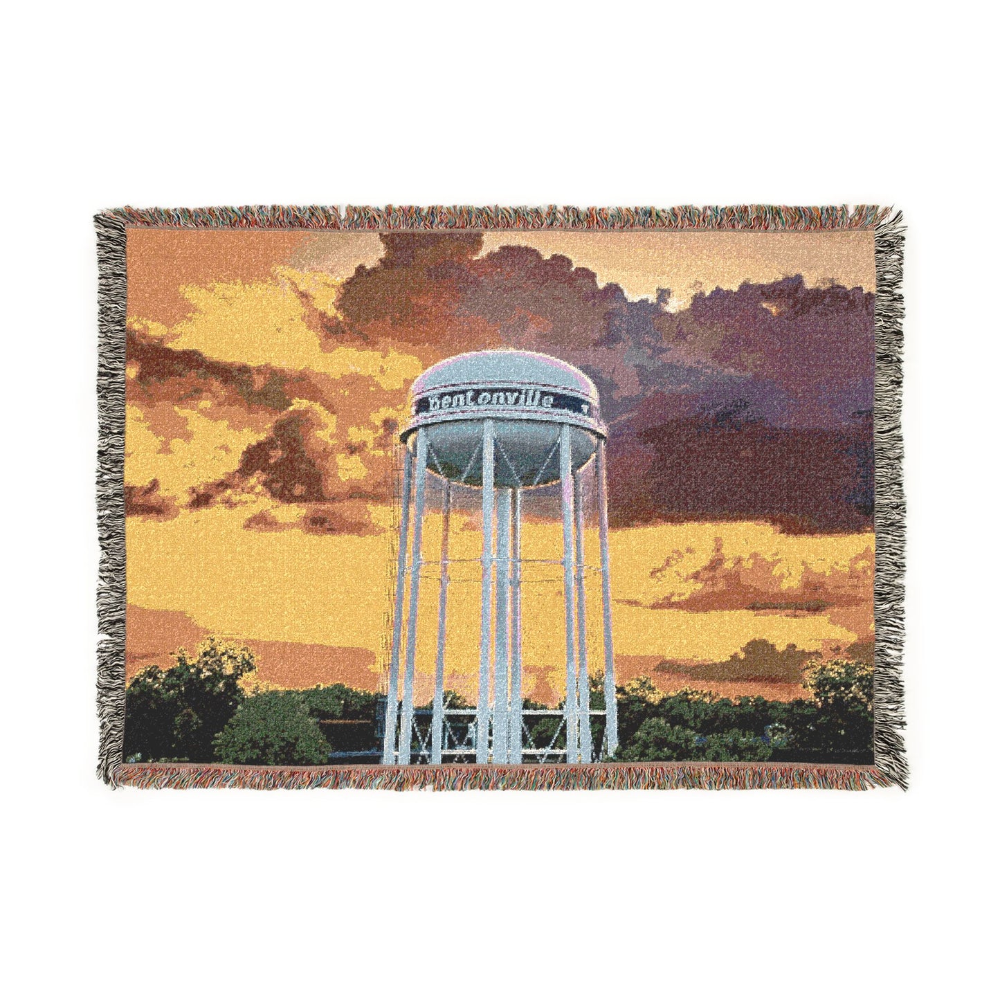 Bentonville Sunset on Tap Woven Blanket — Arkansas City Landmark Throw
