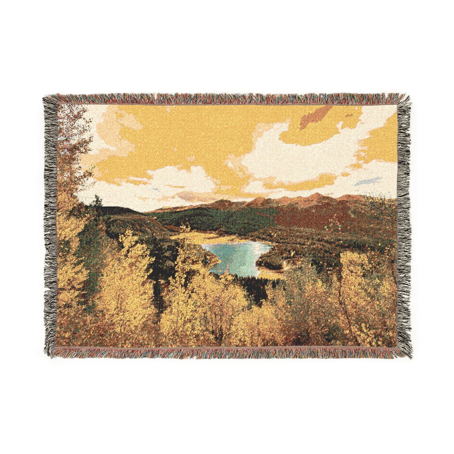 Alpine Autumn Radiance Woven Blanket — Colorado Mountain Fall Scenic Throw