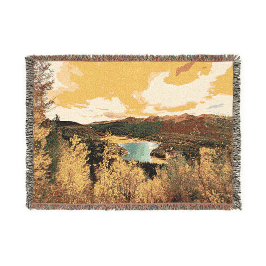 Alpine Autumn Radiance Woven Blanket — Colorado Mountain Fall Scenic Throw