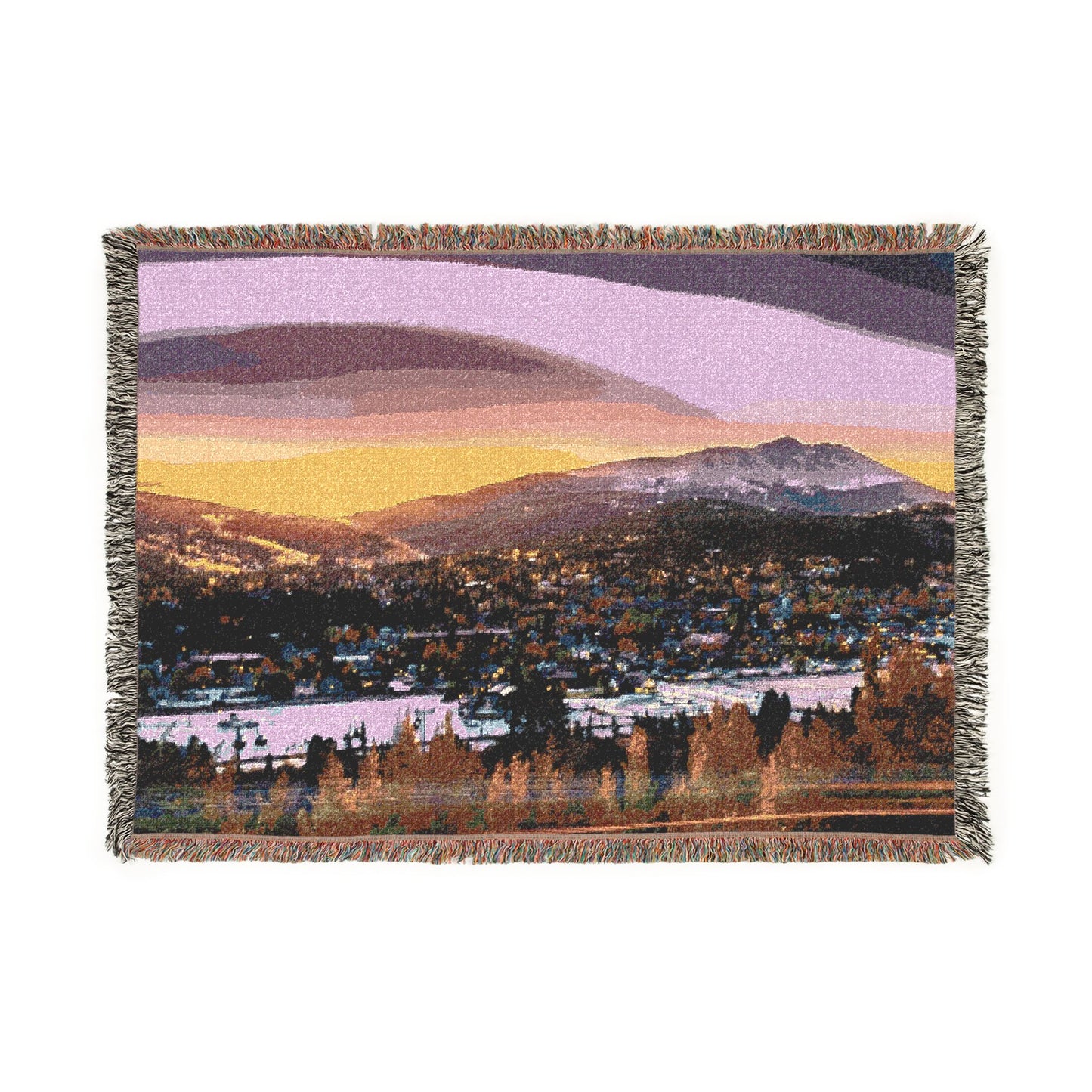 Baldy Awakens Breckenridge Woven Blanket - Mountain Town Sunrise Throw