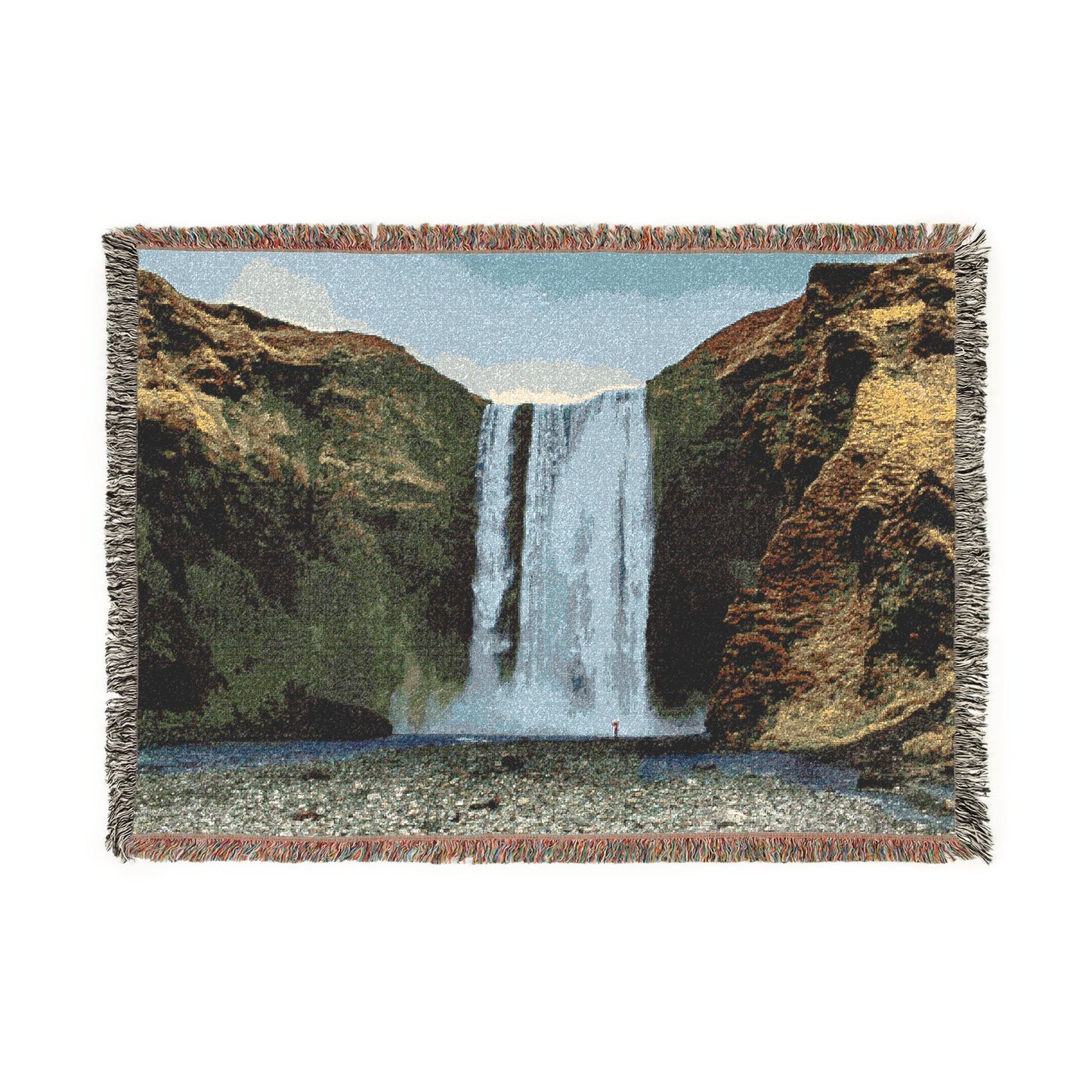 Skögafoss, Shadow of the Jötnar Woven Blanket — Iceland Golden Circle Scenic Throw