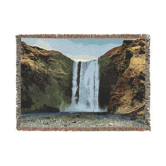 Skögafoss, Shadow of the Jötnar Woven Blanket — Iceland Golden Circle Scenic Throw