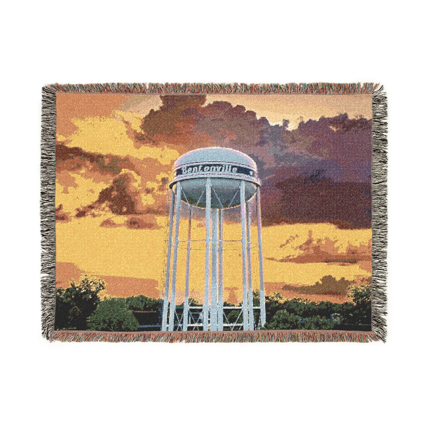 Bentonville Sunset on Tap Woven Blanket — Arkansas City Landmark Throw