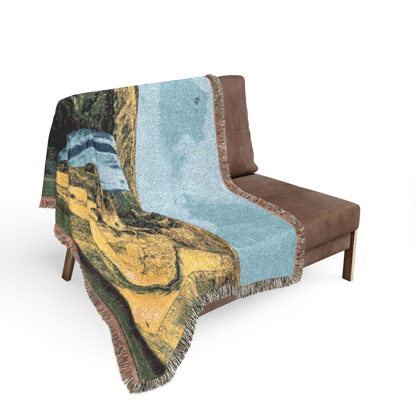 Skögafoss from Afar Woven Blanket — Iceland Waterfall Scenic Throw
