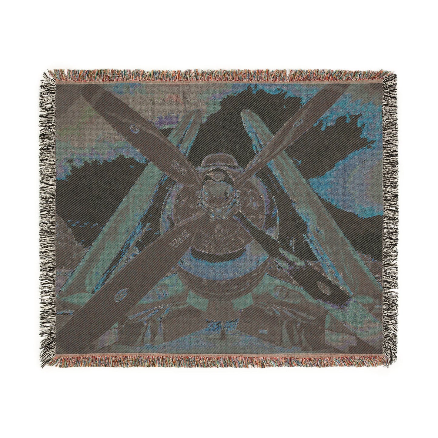 Corsair Sunset Woven Blanket — Retro Aviation Throw for Pilots & Aircraft Fans