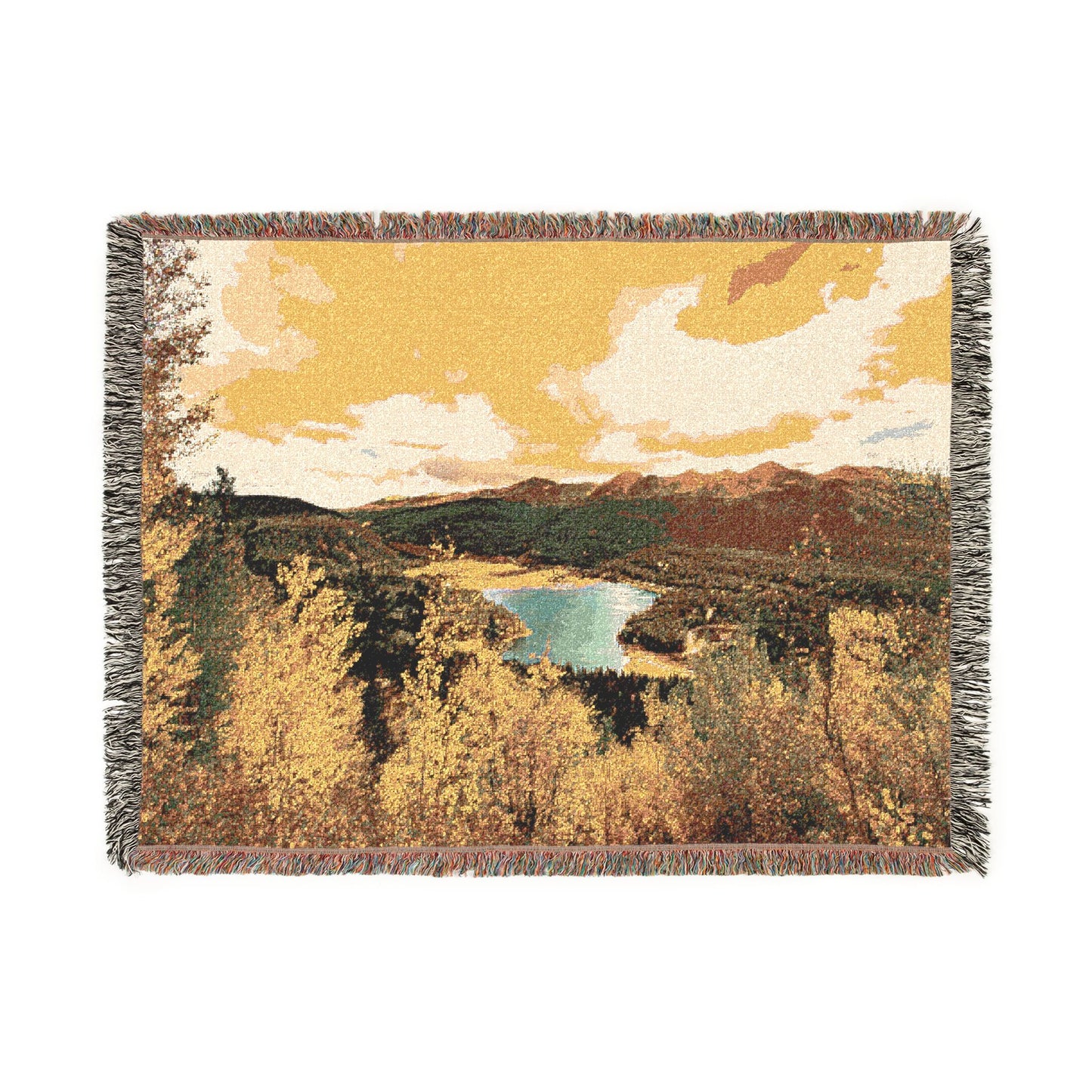 Alpine Autumn Radiance Woven Blanket — Colorado Mountain Fall Scenic Throw
