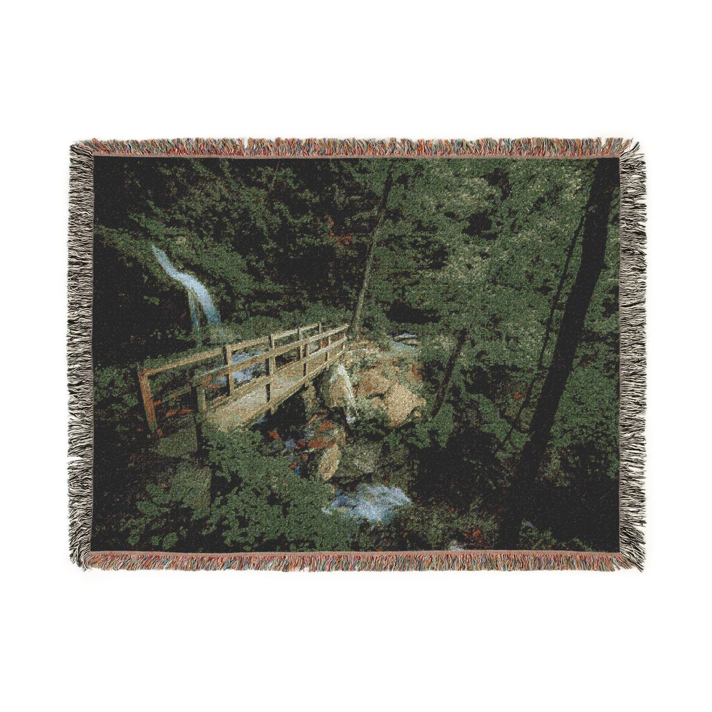 Bridge Over the Twins Woven Blanket — Devil's Den Waterfall Throw