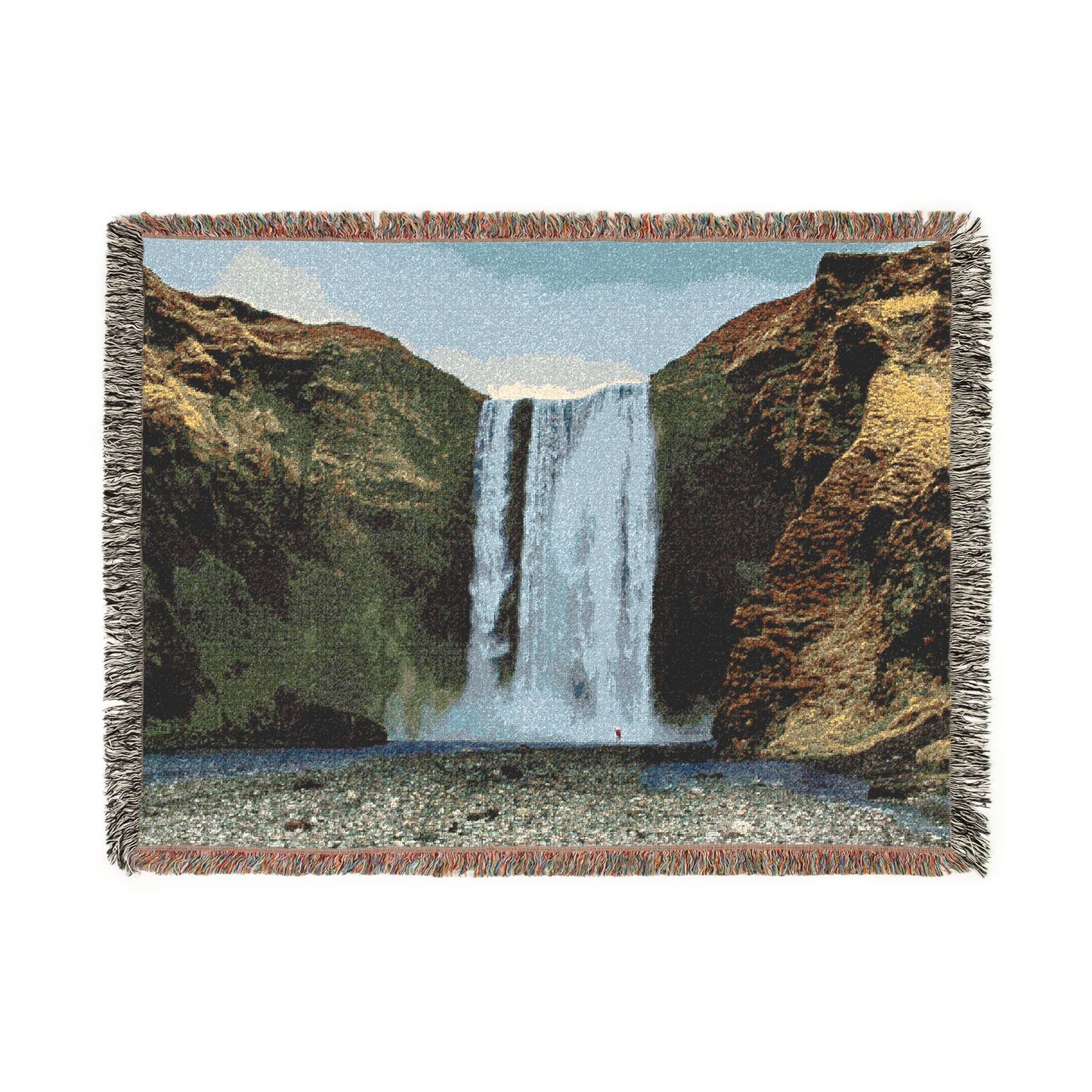 Skögafoss, Shadow of the Jötnar Woven Blanket — Iceland Golden Circle Scenic Throw