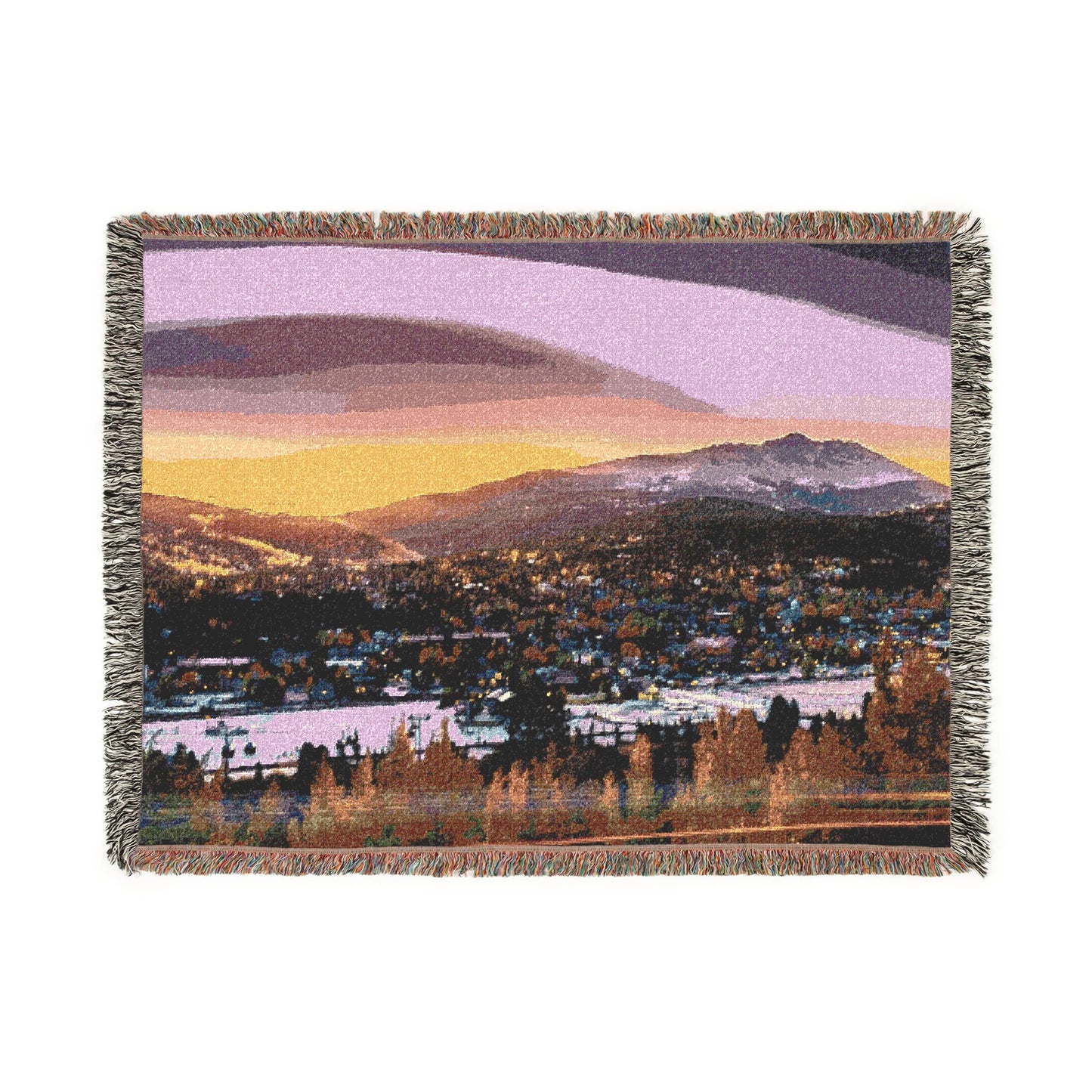 Baldy Awakens Breckenridge Woven Blanket - Mountain Town Sunrise Throw